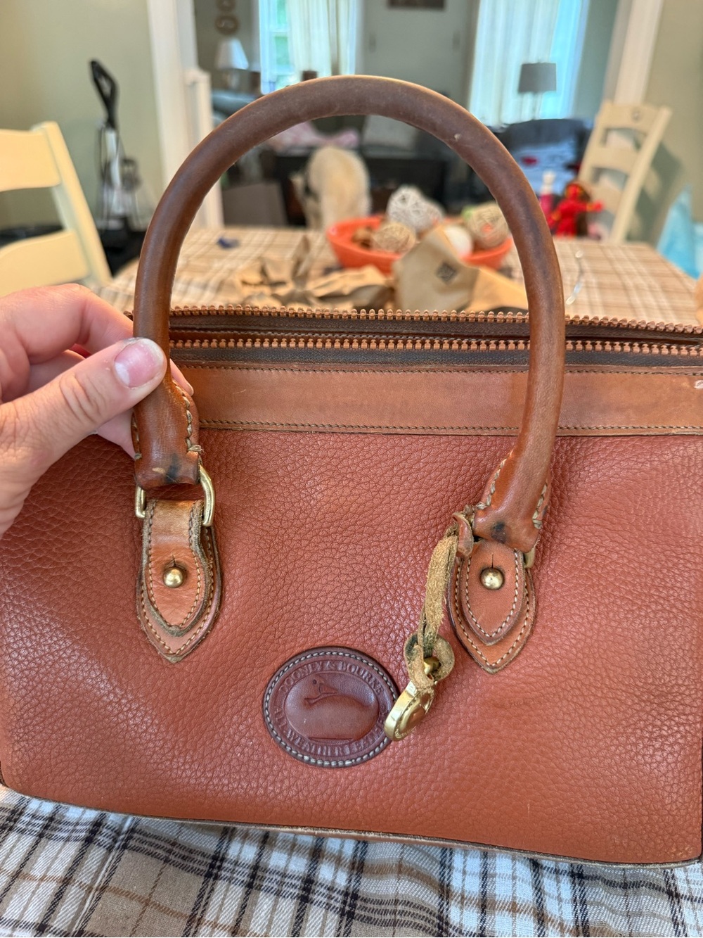 Vintage Dooney & Bourke Pebble Leather Satchel in Brown